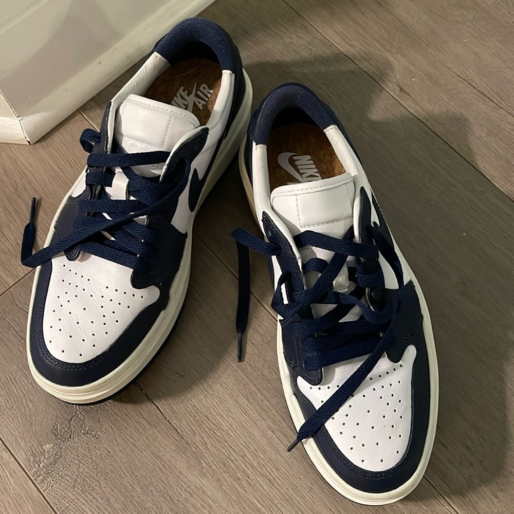 Navy and white womens dunks
